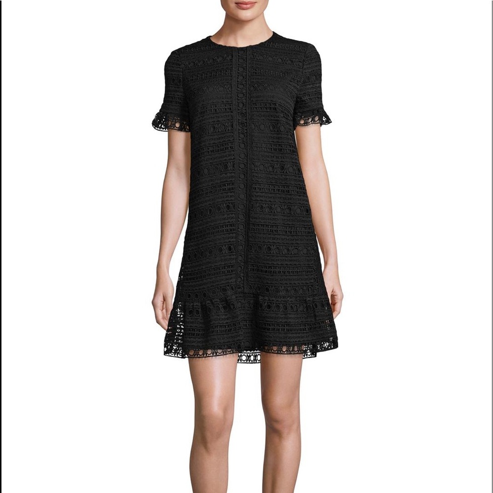 Kate Spade Black Mixed Lace Shift Dress